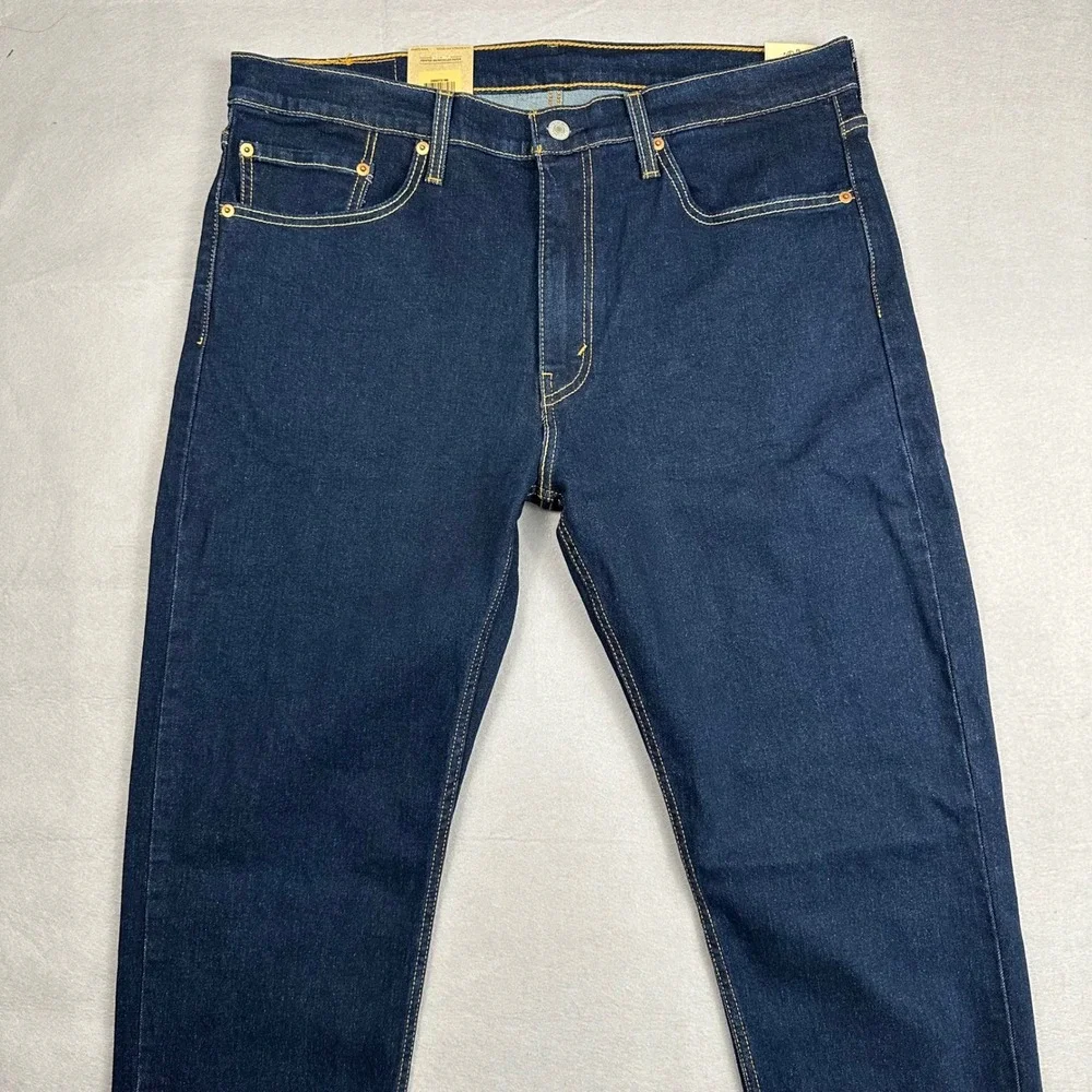 Levis 502 Taper Jeans Mens 36x32 Dark Indigo Blue Stretch Denim NEW 295073196
